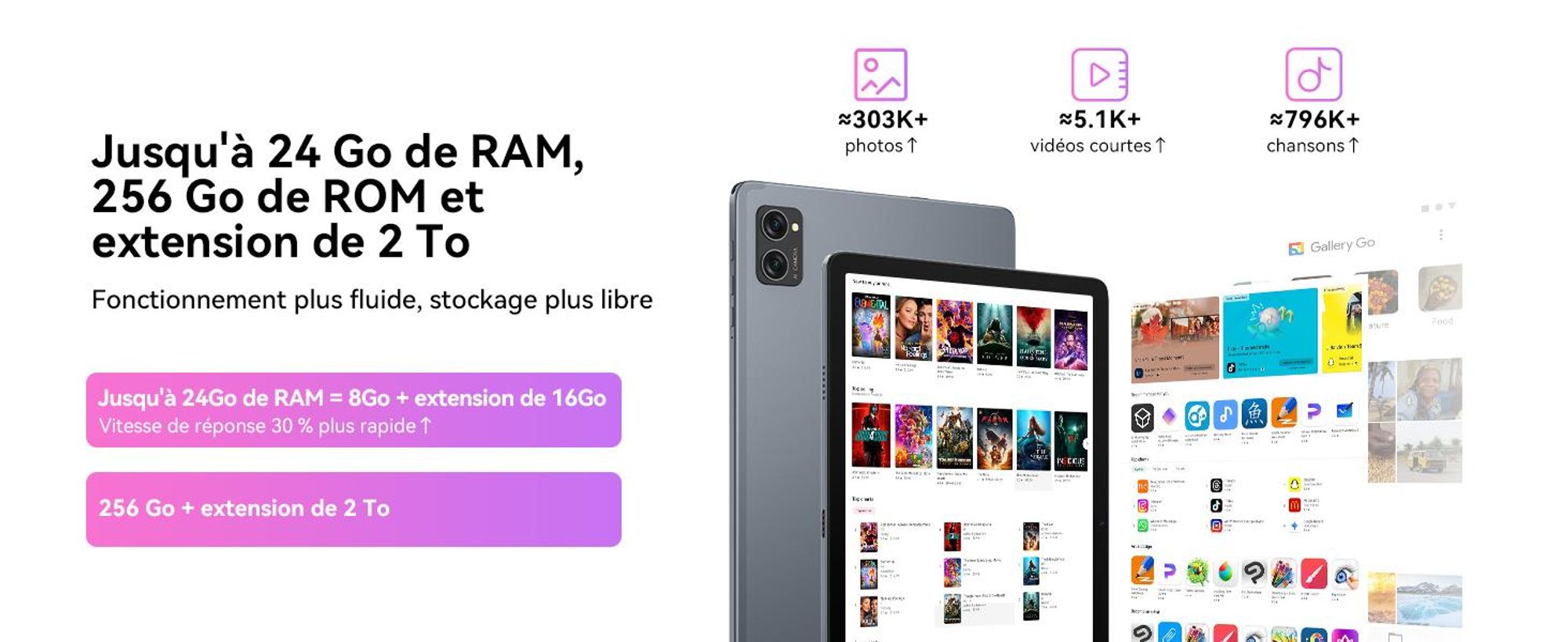 TABWEE T20 Android 16, écran 10,1 pouces, 24+256 Go avec accessoires, tablette PC, Face ID, Widevine L1, Wi-Fi 5G, Gemini AI, 8+5 MP, GPS