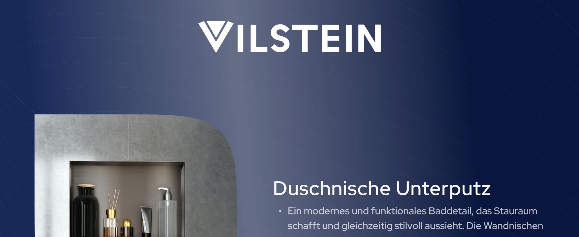 VILSTEIN | Duschnische 30x30 cm | Unterputz | Wandnische Weiß | Randloses Duschregal