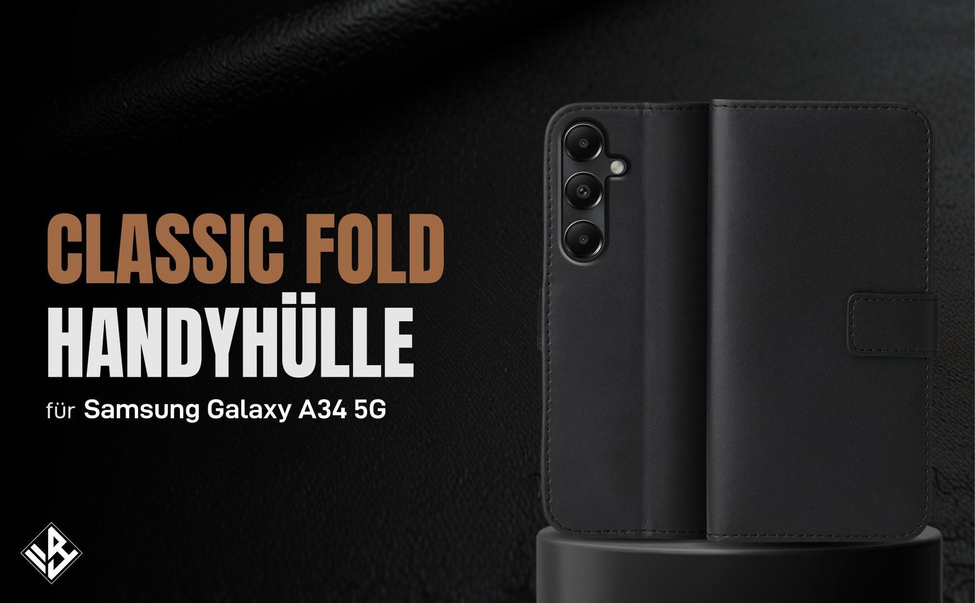 Schwarze Klapphülle für Samsung Galaxy A34 5G mit Wallet-Funktion