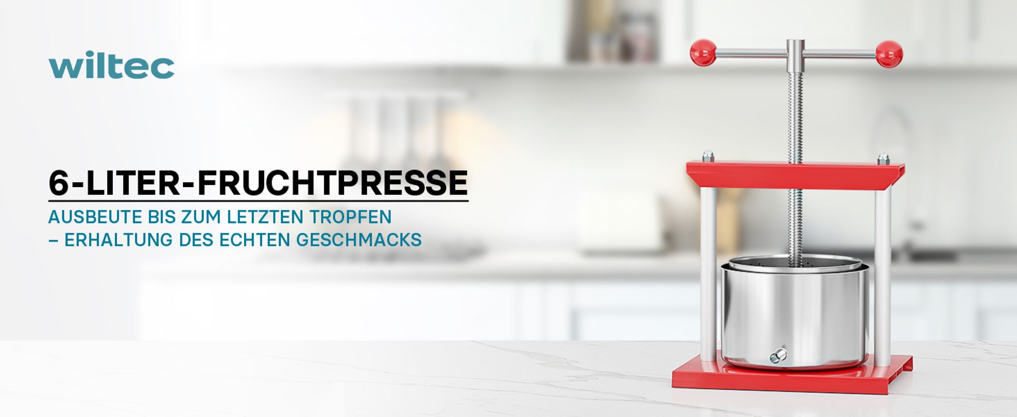 Wiltec Obstpresse 6L Weinpresse aus Stahl Edelstahlkorb Fruchtpresse mit 2-armigen Drehgriff Saftpresse Beerenpresse