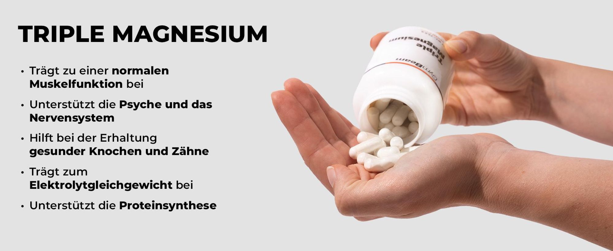 GymBeam - Triple Magnesium Komplex Hochdosiert - 375mg pro Tag, 90 Kapseln
