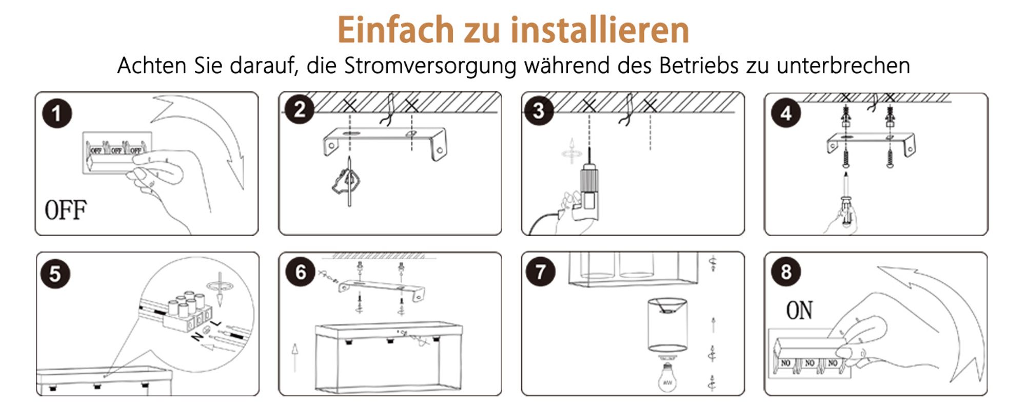 ZMH Deckenlampe Wohnzimmer Deckenleuchte Holz 3 Flammig E14  Wohnzimmerlampe mit StoffLampenschirm Industrial Retro Esszimmerlampe (ohne Leuchtmittel)