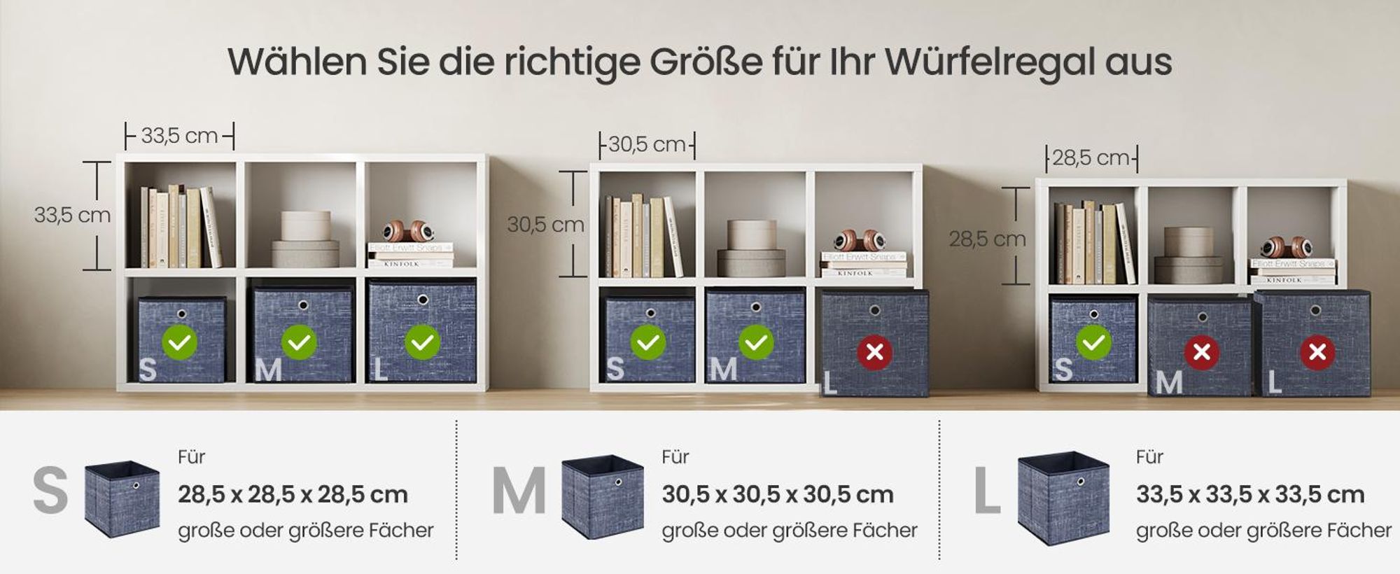 SONGMICS Ordnungsboxen, 6er Set, aus Vliesstoff mit Griff, 30 x 30 x 30 cm, Organizer Box, für Würfelregal, Faltbox, blau