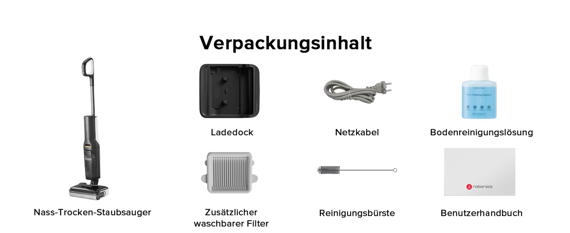 Roborock F25 LT Nass-Trocken-Sauger 20K Pa, 90°C 5min Hochtemperatur-Selbstreinigung & und schnelle Heißlufttrocknung,180° flachliegende, streifenfrei