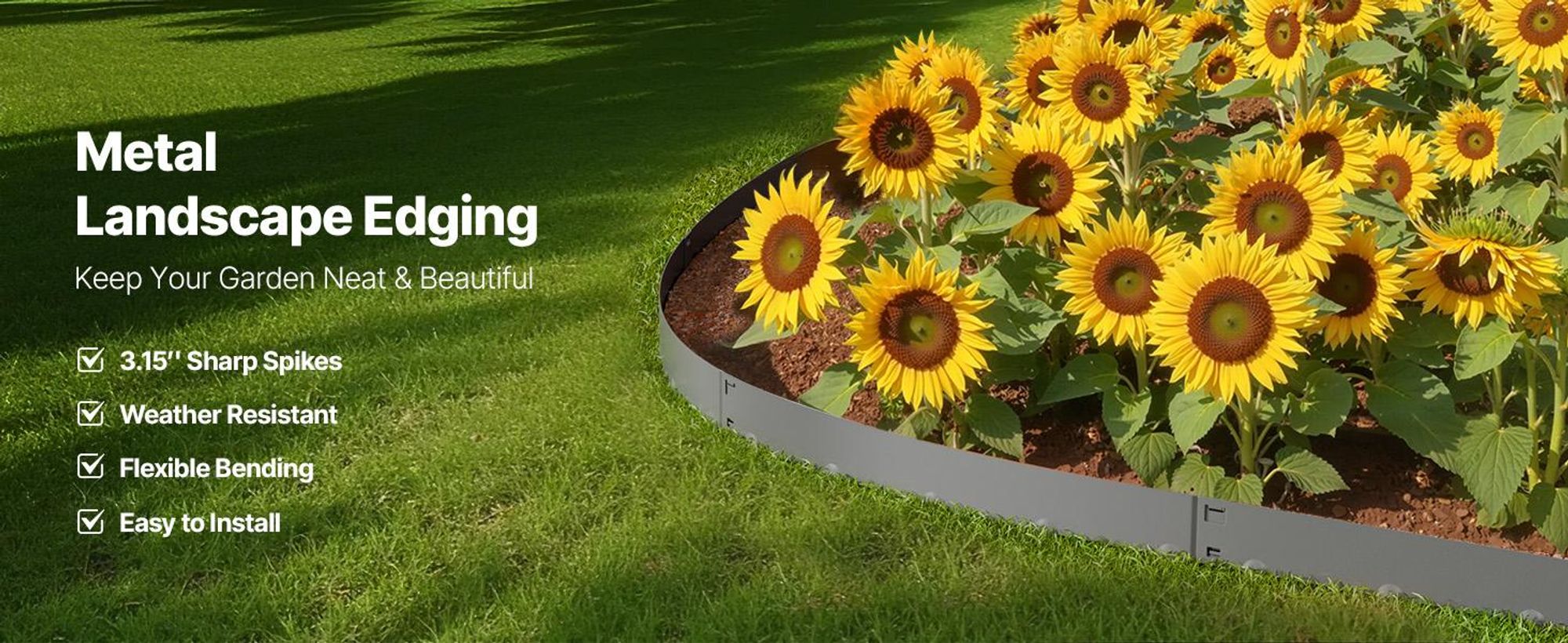 VEVOR Stahl Landschaftsbegrenzung, 6 Pakete 40 x 8 Zoll rostbeständige Metall-Landschaftsbegrenzung, biegsame Gartenbegrenzung, strapazierfähige Rasenbegrenzung, einfach zu installieren, Blumenbeet Gartenweg-Trenner Schwarz, 5 Stück - 39 x 3 Zoll, Grau-a