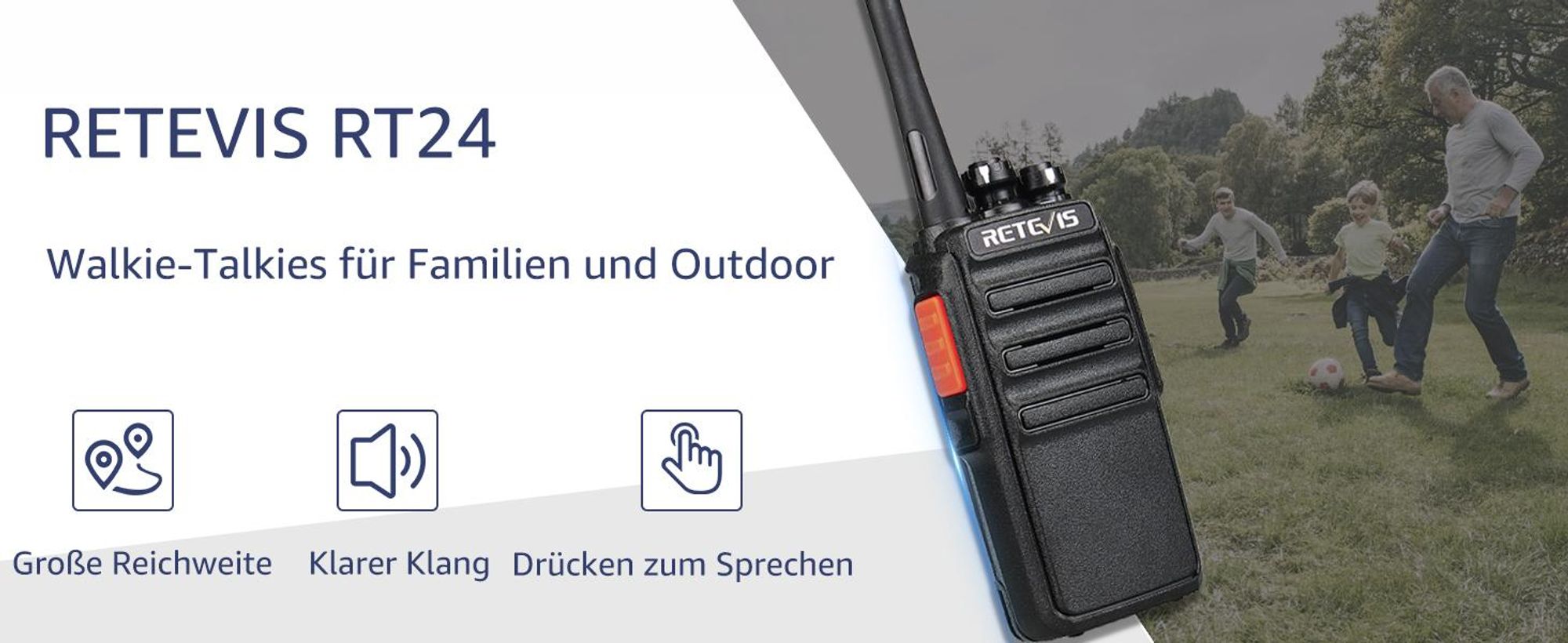 Retevis RT24 Funkgerät, PMR446 Funkgeräte Set, 16 Kanäle CTCSS/DCS VOX, Walkie Talkie mit Headset, Walkie-Talkie für Hotel Familienaktivitäten Schule