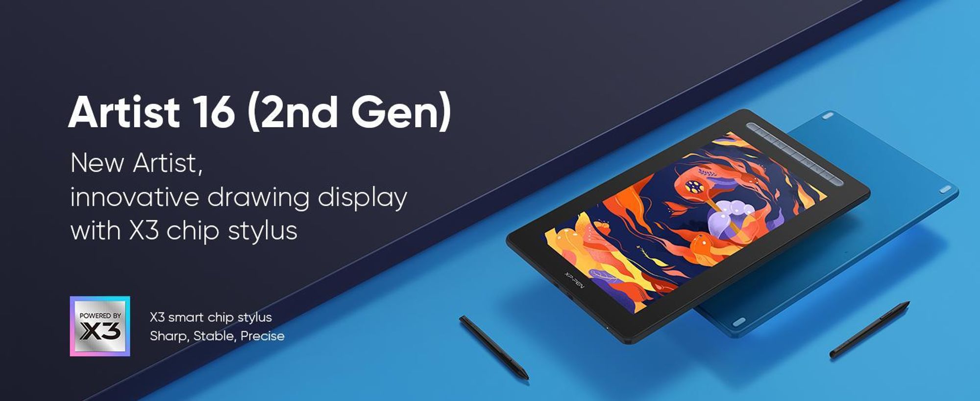 XPPen Artist 16 (Gen2), Kabelgebunden, 5080 lpi, 340,99 x 191,81 mm, USB, 1 cm, 0,6 mm