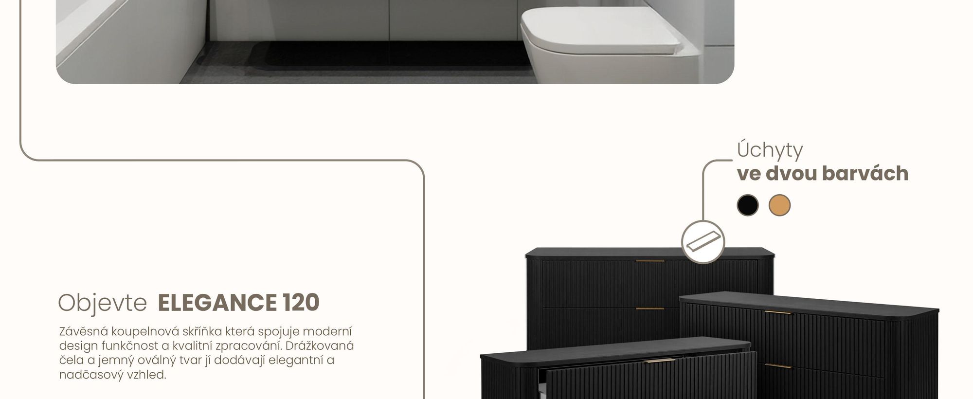 Koupelnová Skříňka 120 CM Černý Mat MDF 2 Zásuvky