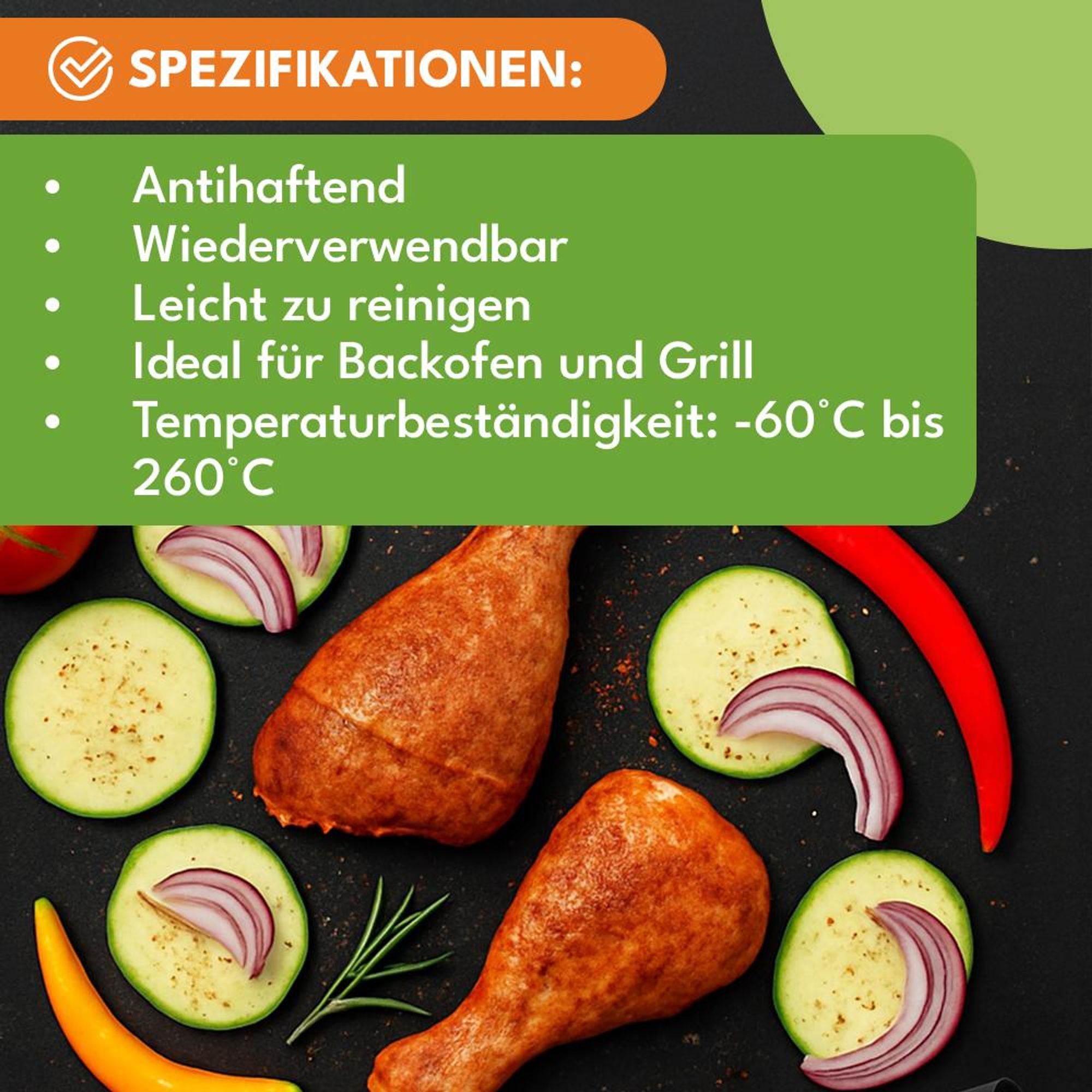 KRUMAD Grillmatte 5er Set – Dauerbackfolie 33×40 cm für Backofen & Gasgrill, antihaft & wiederverwendbar, hitzebeständig bis 260 °C, Backpapier-Ersatz