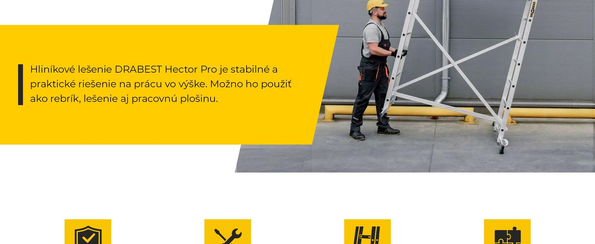 Drabest | hliníkové lešenie - lešenie - rebríkové lešenie - rebríkové lešenie - do 150 kg - hliníkové lešenie - pracovná plošina - plošinové hliníkové lešenie
