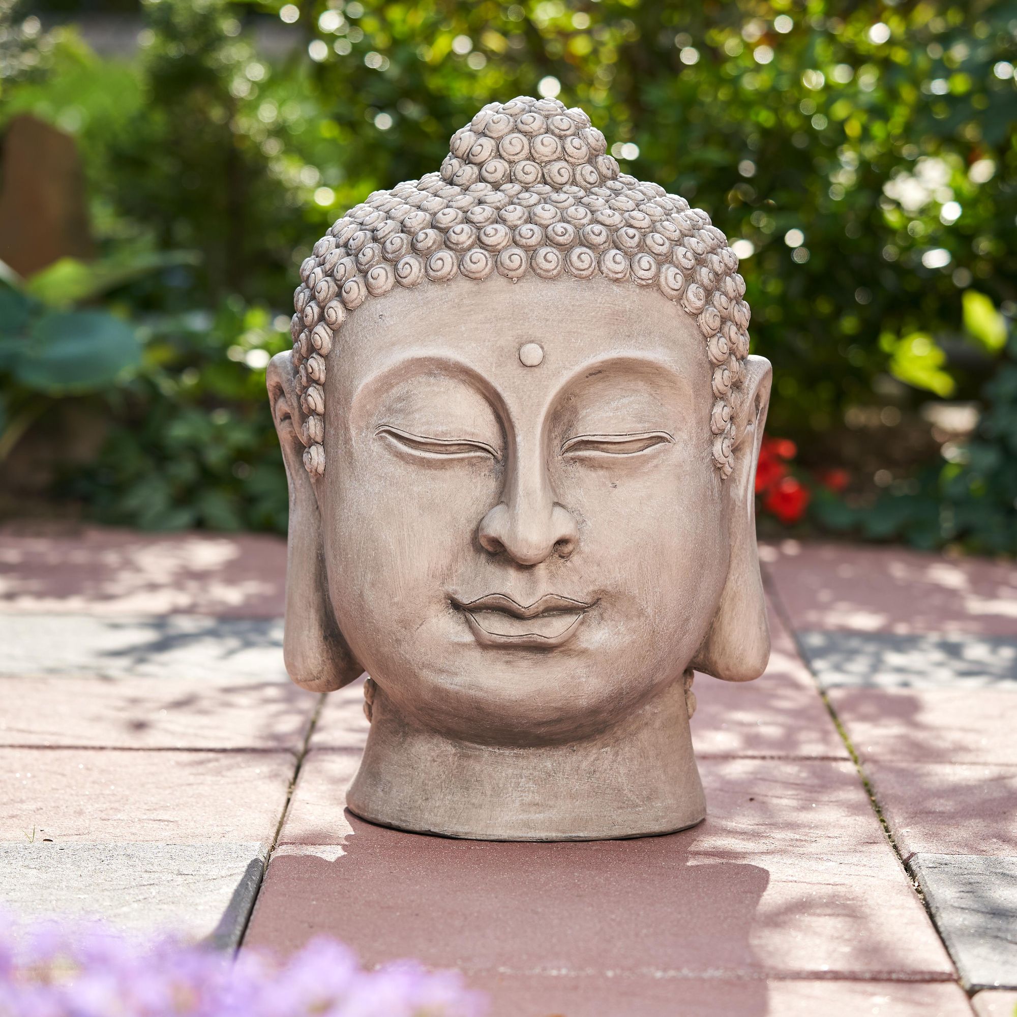 Großartiger Buddha Kopf 50cm Steinfigur Garten Deko Figur Skulptur Feng Shui
