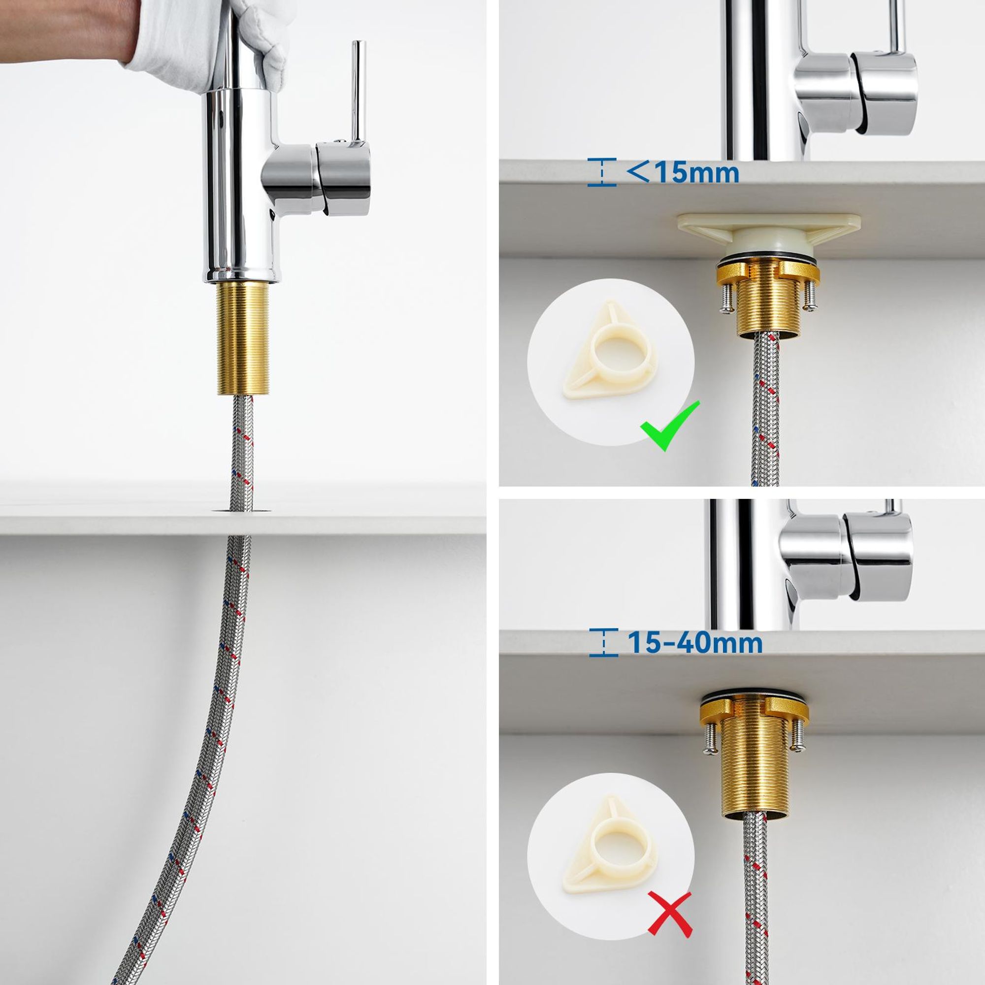 Auralum Schwarz Ausziehbare Küchenarmatur​ aus 304 Edelstahl, 360° Drehbar, Einhandbedienung, Mit Luftinjektor & 400mm Schlauch