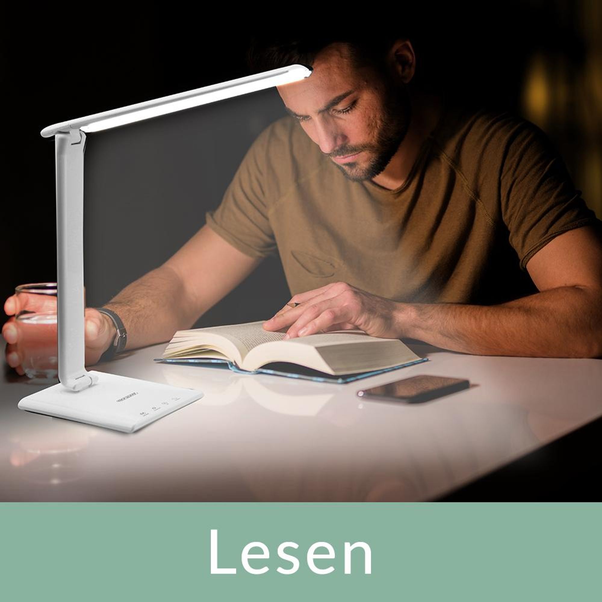 MONZANA® LED Schreibtischlampe USB Anschluss 3 Farb- 5 Helligkeitsstufen Touch Dimmbar Ladefunktion Tischlampe Büro Nachttischlampe Warmes Licht Weiß