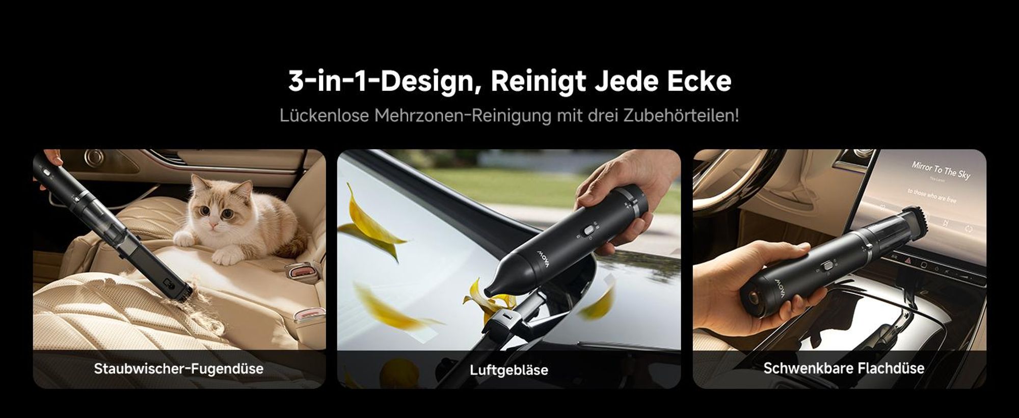 MOVA H10 Kabelloser Staubsauger, 18.000Pa Saugkraft, 3-in-1 Handstaubsauger, LED-Licht, Sicherheitshammer, Ultraleicht 450g, Für Auto & Zuhause