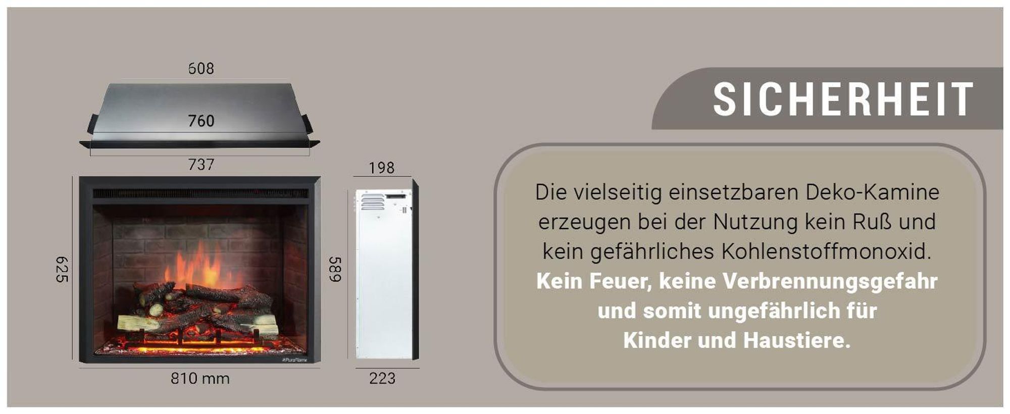Elektrisches Kaminfeuer Balderia Calida 30 2000 Watt"