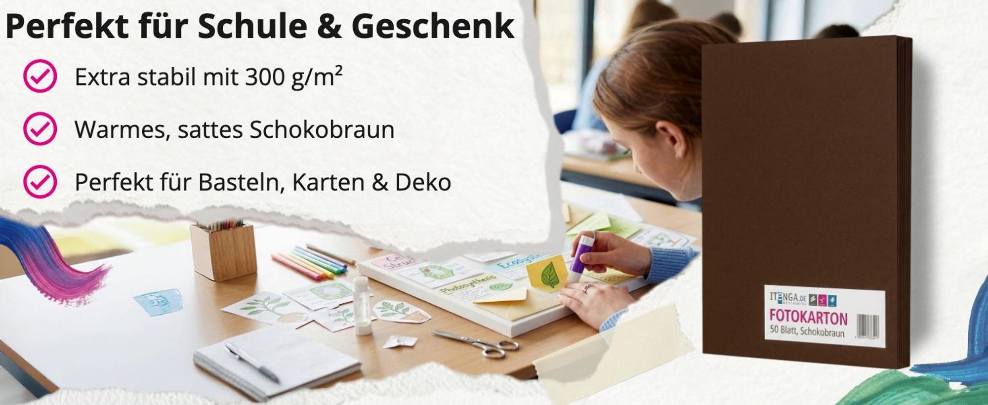 itenga Fotokarton A4 SCHOKOBRAUN 50 Blatt 300 g/qm