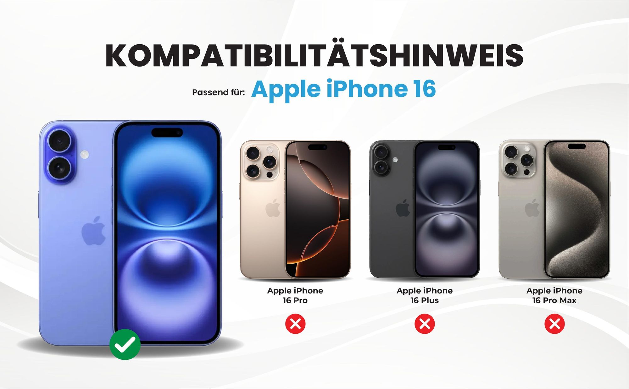 Kompatibilitätshinweise Hülle für Apple iPhone 16
