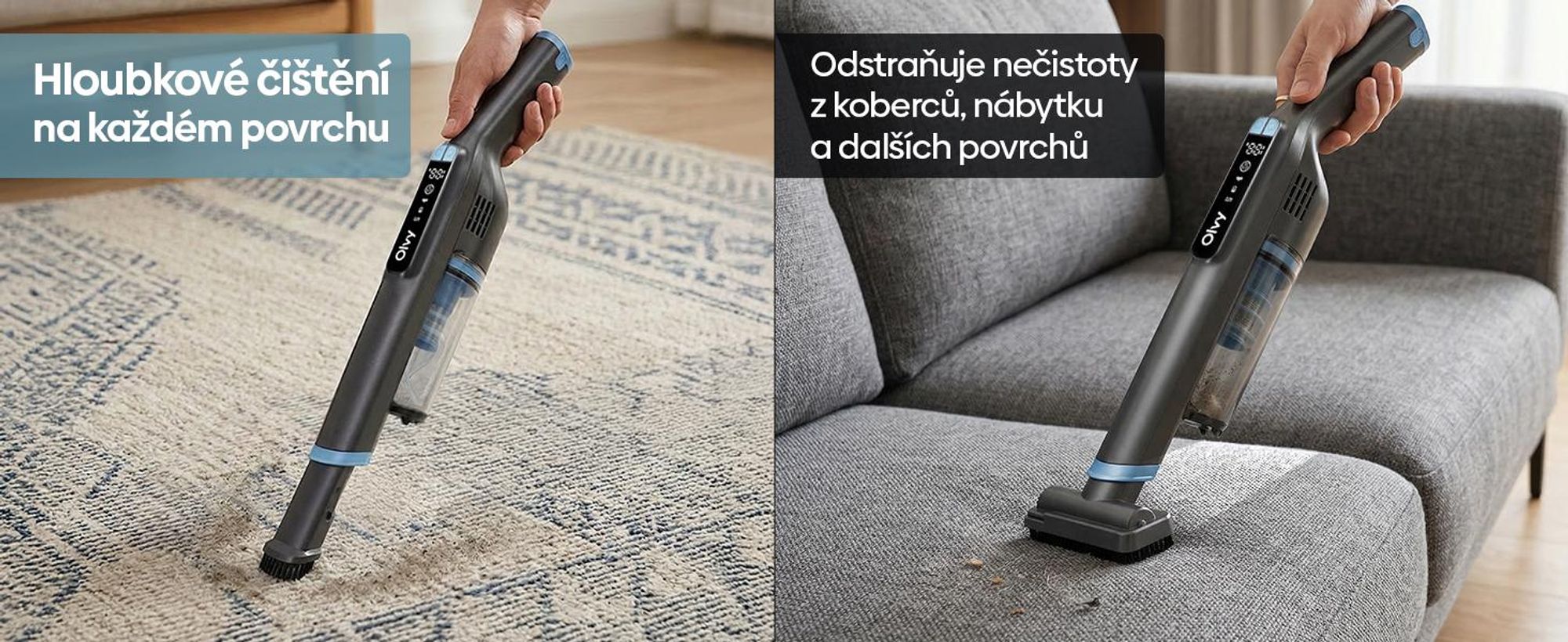 Ruční akumulátorový vysavač Olvy – LCD displej – dvojitý filtr a Li-Ion baterie – včetně nabíjecí stanice – 22 000 Pa – ruční vysavač, vysavač do auta, výkonný akumulátorový vysavač, bezdrátový vysavač