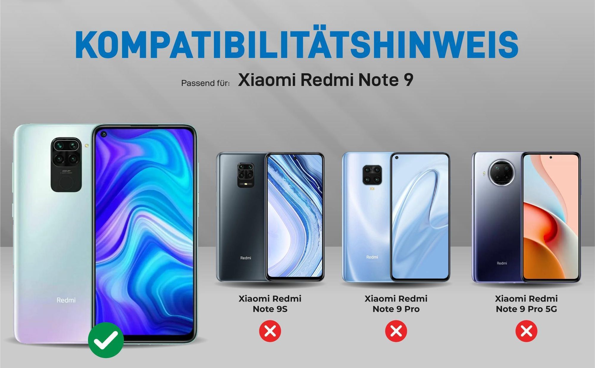 Kompatibilitätshinweise Hülle für Xiaomi Redmi Note 9