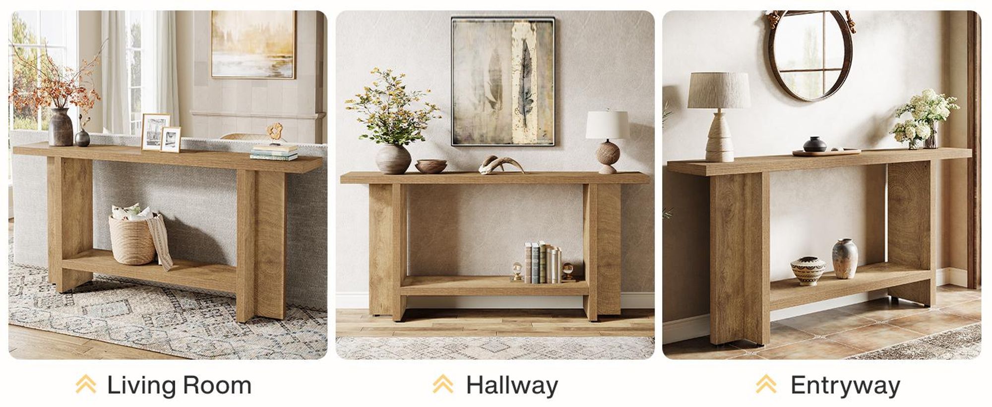Tribesigns 150 cm Schmal Konsolentisch mit Ablage, Flurtisch, Langer Sofatisch hinter Couch für Wohnzimmer, Flur, Eingangsbereich, einfache Montage