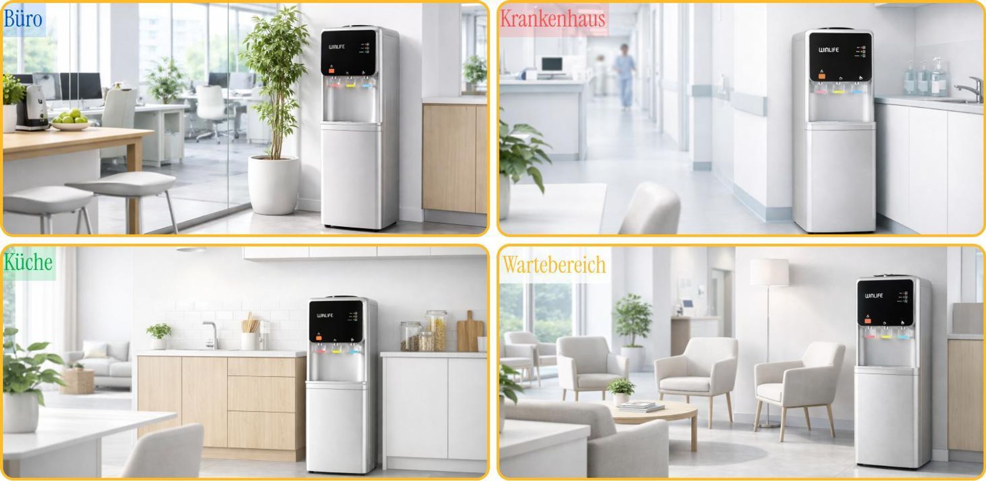 WINLIFE® Elektrischer Wasserspender Groß Silber Wasserspendergerät mit Kindersicherung Knopf, Trinkwasserspender für heiße & kalte Getränke 5 bis 20 L