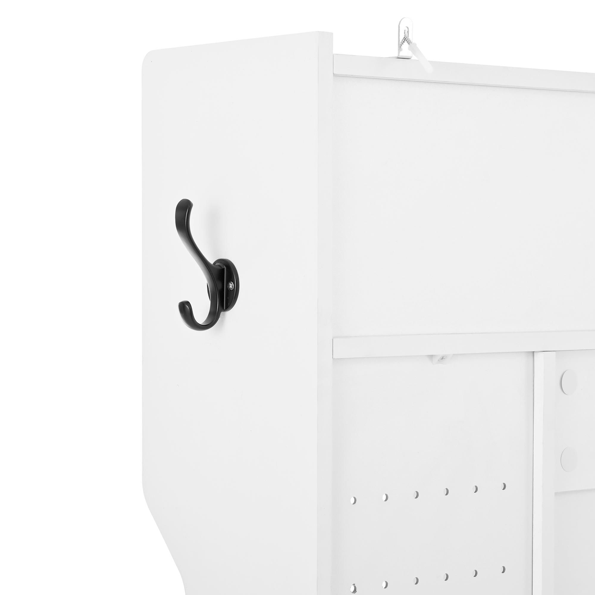 Merax Garderobenständer, Flurgarderobe mit Sitzbank, 1 Klappen, 6 Haken, Stecktafel aus Metall, Fach, Garderobenbank, 100×185.5×40 cm, Weiß