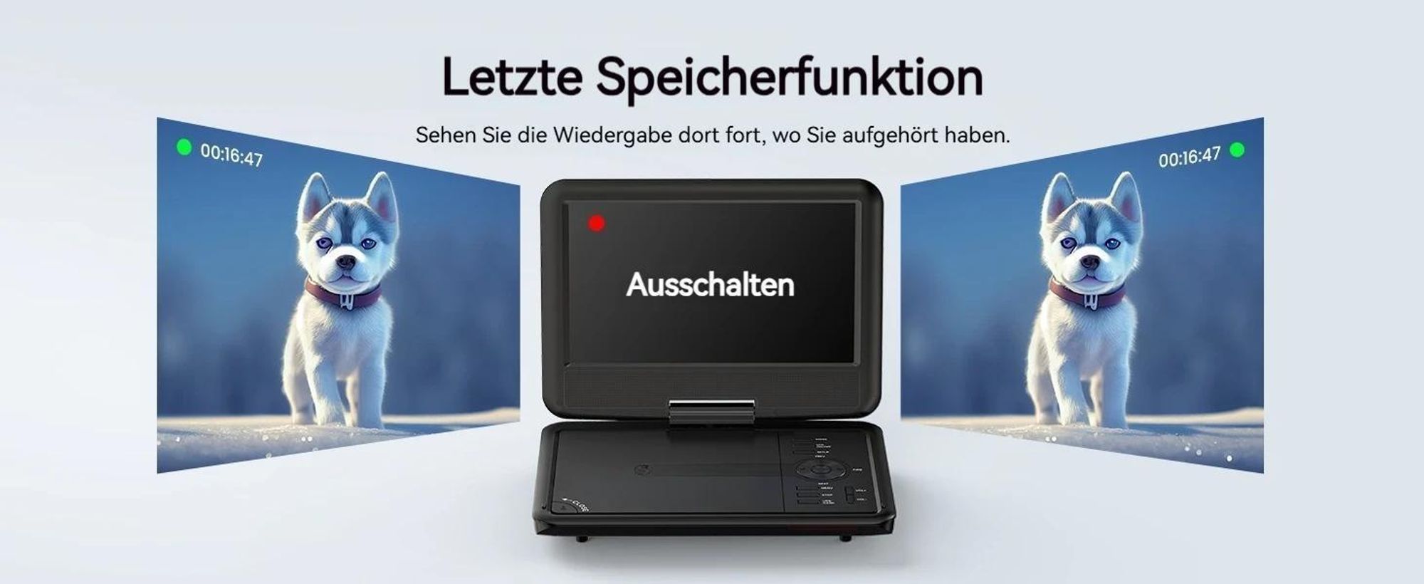 11,5" Tragbarer DVD-Player mit 9,5" Schwenkbildschirm ideal für Auto Memory-Playback-Funktion und 6 Stunden Akkulaufzeit Kein Blu-ray-Support mit 32G