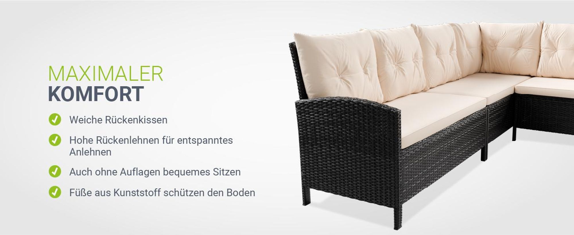 Juskys Polyrattan Lounge Manacor in Schwarz und Creme