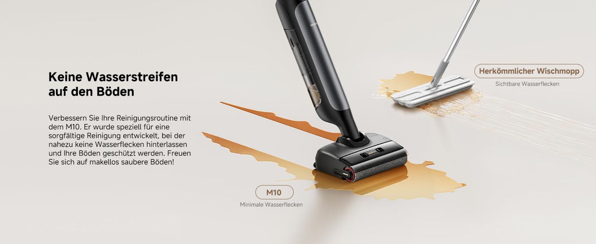 MOVA M10 Nass- & Trockensauger, Tangle-Free™, 90° drehbar, 0,9 kg, 180° Reichweite, 18 kPa, Selbstreinigung 75 °C