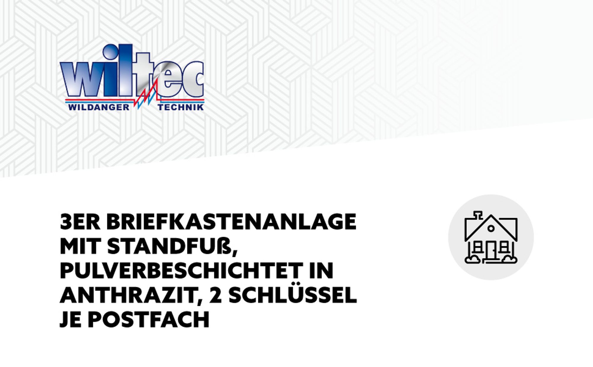 Wiltec 3er Briefkastenanlage Anthrazit 556 x 270 x 1200 mm, Standbriefkasten mit 3 Fächern, Schlüssel und Namensschild, Briefkasten Postkasten mit Ständer