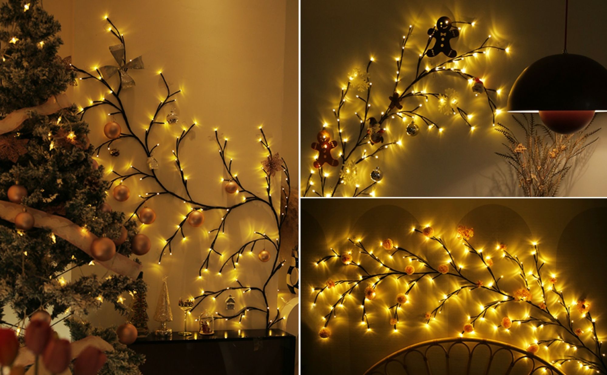144 LED Lichterkette Willow Vine, 8 Modes USB Weidenrebe Baum Lichter mit Fernbedienung, Innen Wanddeko Aesthetic Room wohnzimmer Schlafzimmer Deko