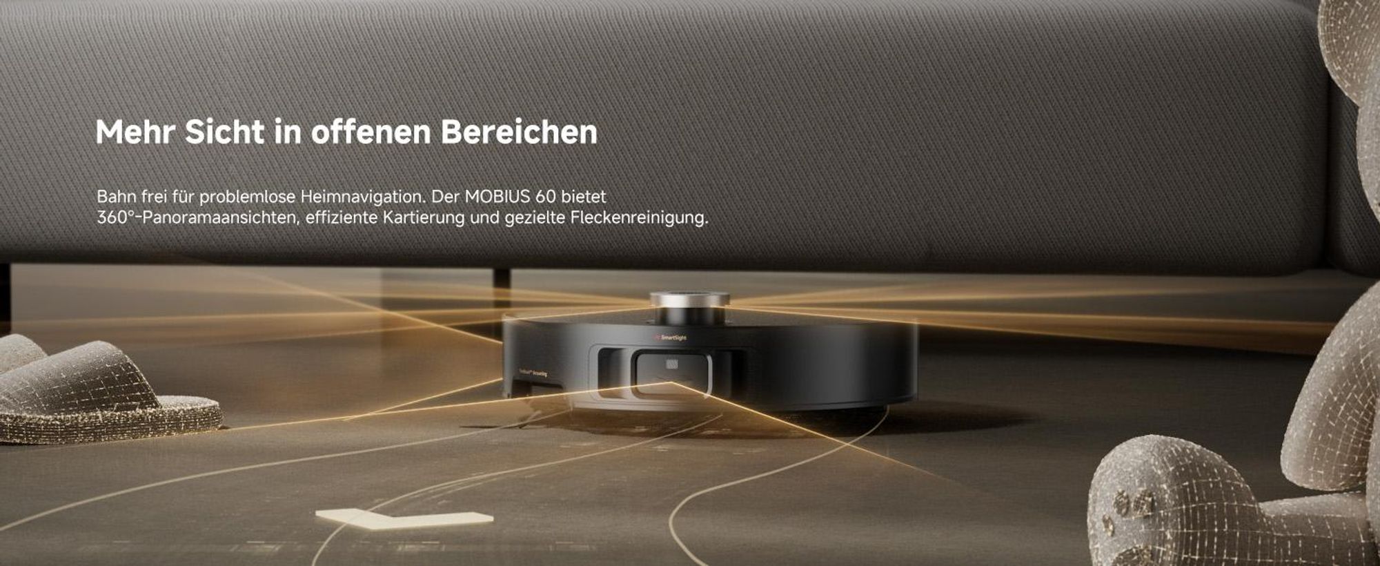 MOVA MOBIUS 60 Saugroboter – MopSwap™, 30.000 Pa, dynamisches Saugrückhaltesystem, 8 cm Hindernis, flexible Navigation, 100 °C PTC für Waschbretter