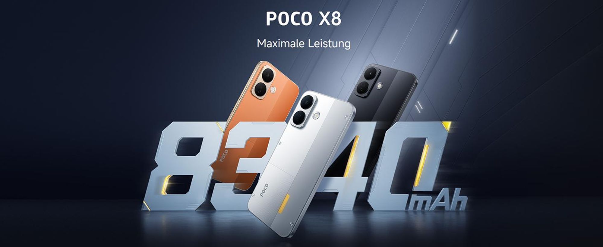 Xiaomi Poco X8 5G Smartphone 12 + 256 GB, Orange, 8340-mAh-Akku