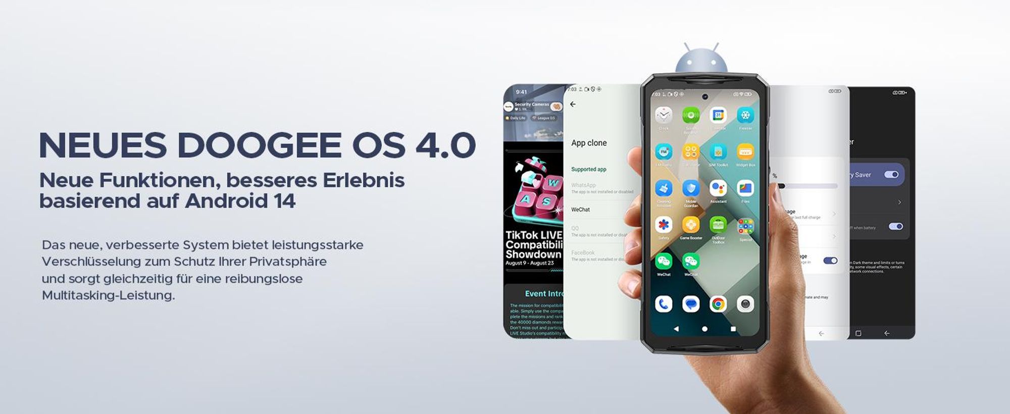 DOOGEE V40 Outdoor Handy Ohne Vertrag 5G - MediaTek Dimensity 7300 Android 14 Handy, 32GB RAM + 512GB ROM Outdoor Smartphone, Rugged Baustellenhandy