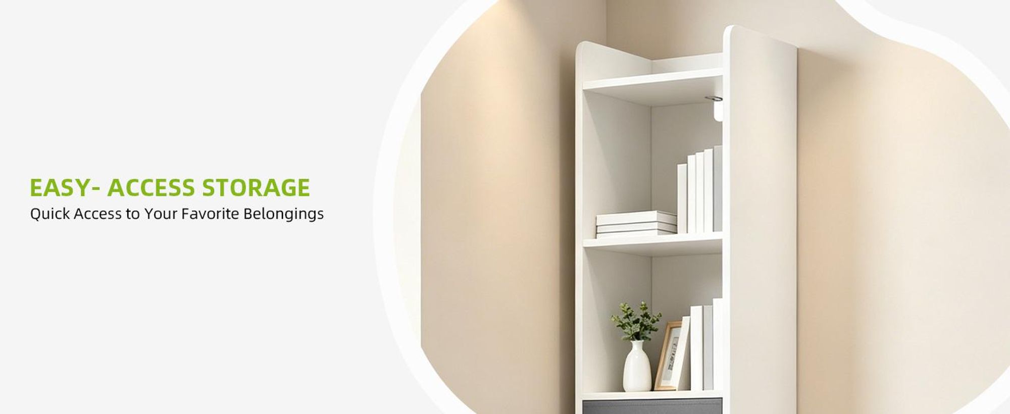 Bücherregal Eckregal Standregal, mit 5 Ebenen und 2 Stoffschubladen, Büroregal, 30 × 24 × 180 cm, Weiß