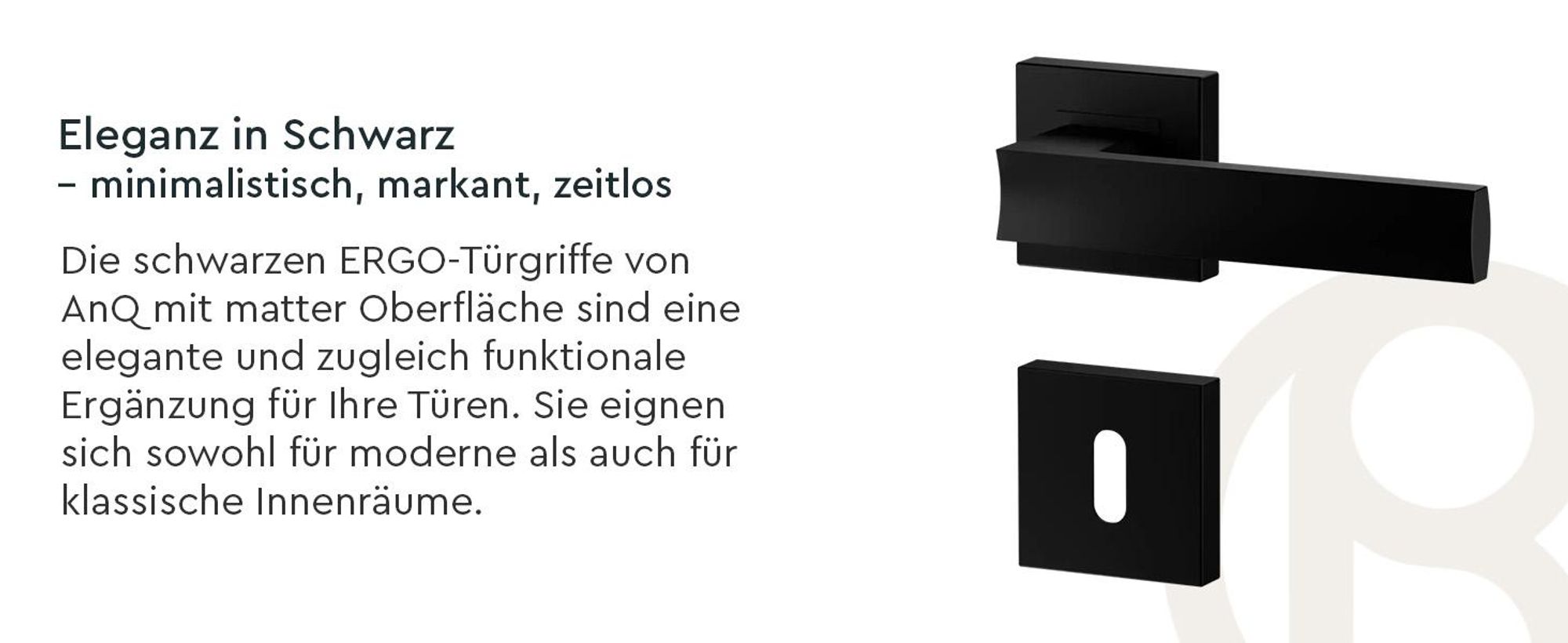 QRS - ERGO Türbeschlag, Türgriff für Zimmertüren - Schwarz mit Rosette Schlüssel - Türklinken Drückergarnitur Eckig für Innentüren 38-45 mm