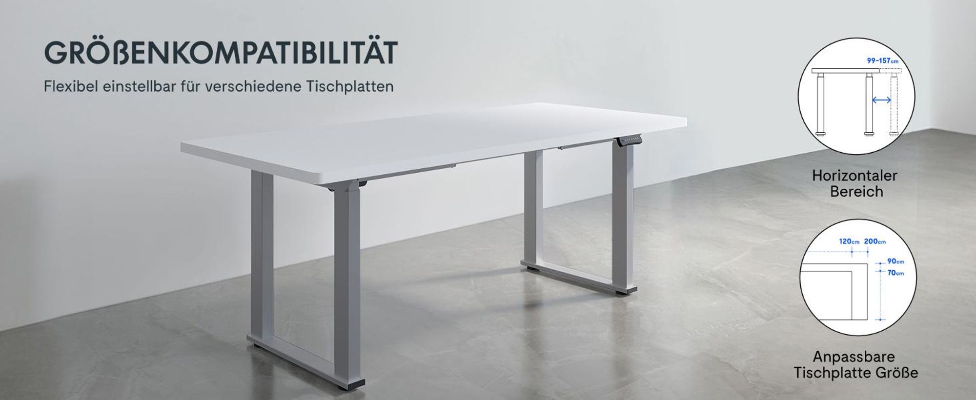 FLEXISPOT Höhenverstellbarer Schreibtisch Gestell Elektrisch mit 4 Beinen, Doppelmotor 200 KG TRAGLAST, 3 Speicherplätzen Sitz-Steh-Erinnerung Grau