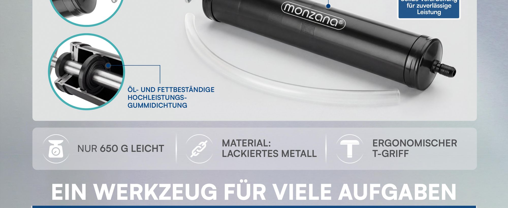 MONZANA Ölabsaugpumpe 500 ml Metall Handpumpe T-Griff Öl Spritze