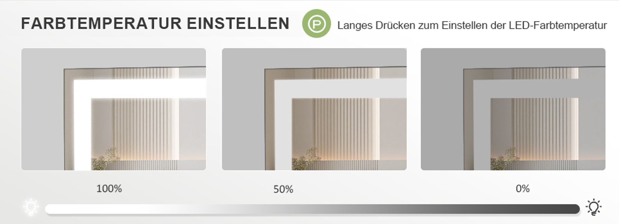 Heilmetz LED Schminkspiegel mit Beleuchtung, 60 x 52 cm Kosmetikspiegel mit 3 Lichtfarben, Hollywood Kosmetikspiegel, Dimmbar, Touch, Weiß