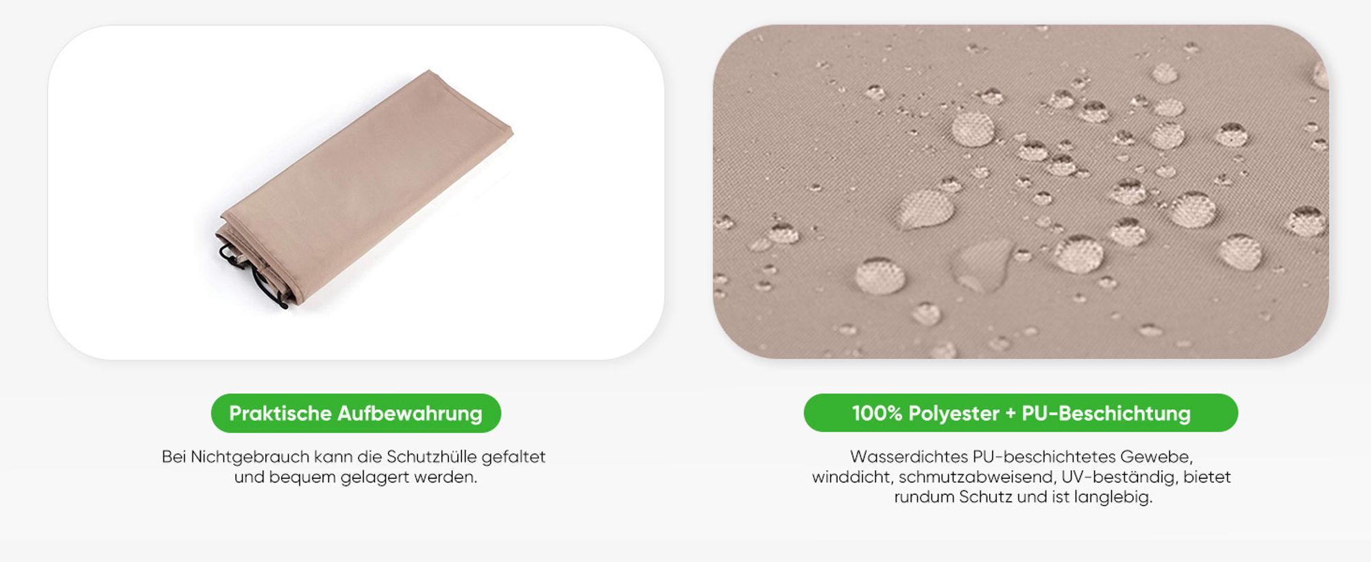Sekey Sonnenschirm Schutzhülle Wasserdicht Abdeckung Abdeckhaube Schutzhaube aus Polyester für Ø 200 cm Balkonschirm, Taupe