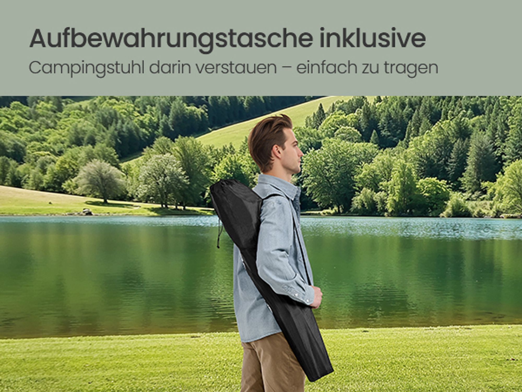 SONGMICS Campingstuhl 2er Set, Klappstuhl Outdoor, Angelstuhl, hohe Rückenlehne
