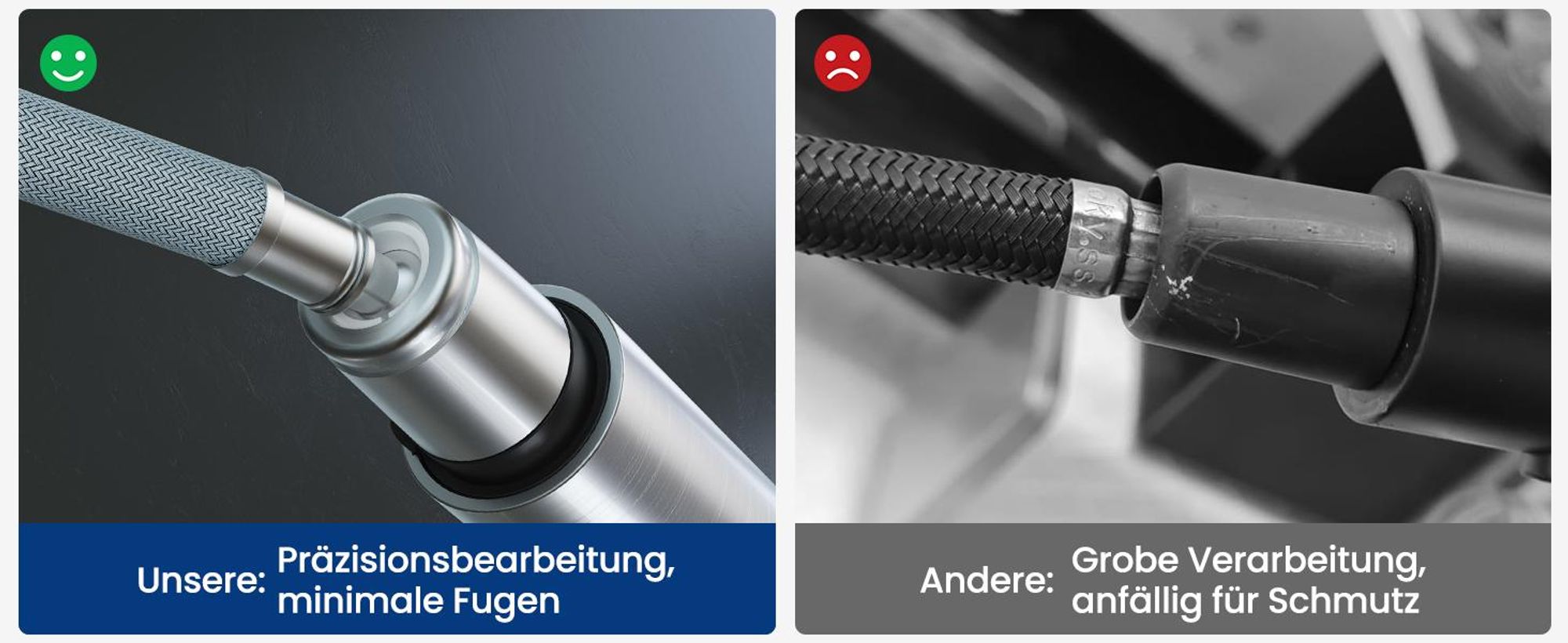 CECIPA MAX Wasserhahn Küche Ausziehbar, Hochdruck Küchenarmatur Schwarz und Edelstahl, 360° Schwenk Armatur Küche, Robust & Leckagefrei