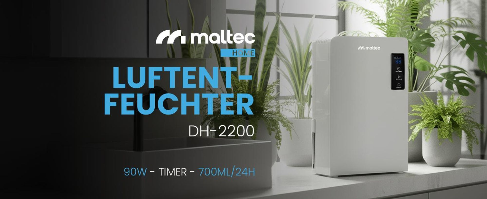Luftentfeuchter elektrisch Lufttrockner mit Timer Weiss