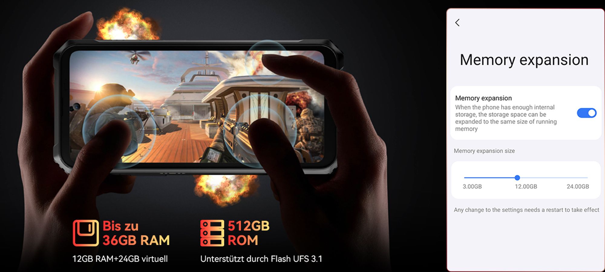 Blackview BL9000Pro 5G AI outdoor Handy, MediaTek Dimensity 8020, 36 GB(12+24 GB) + 512 GB Smartphone,  6,78" FHD+/120 Hz/8800 mAh+120W, NFC, IP69K