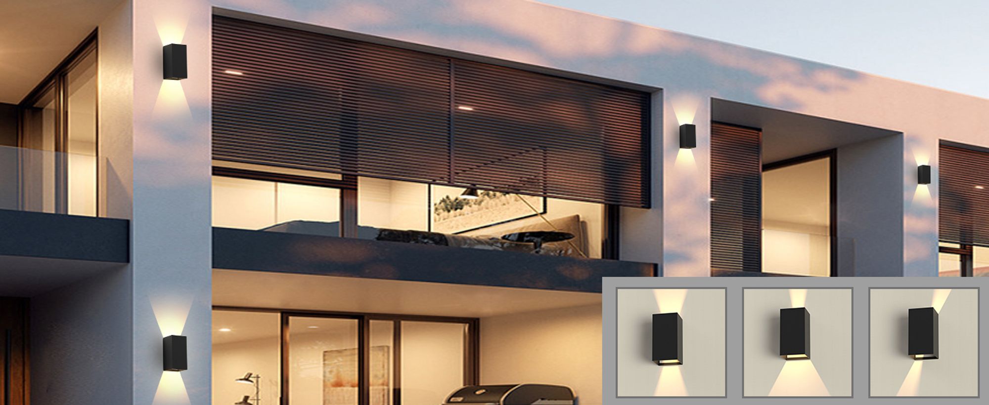 ZMH Led nástěnné světlo 2ks venkovní černé nástěnné svítidlo moderní nahoru dolů teplá bílá chodbová lampa IP65 vodotěsná venkovní nástěnná lampa 5W nastavitelná pro chodbu zahradu