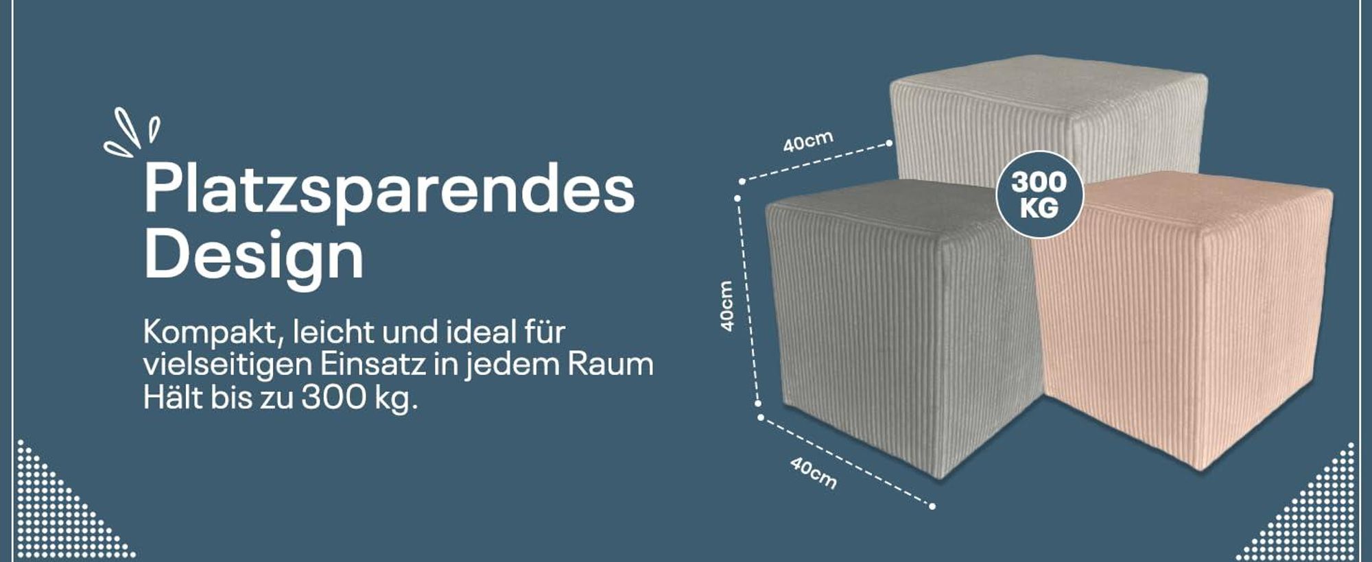 Best For Home | Würfel Pouf Hocker | Dunkles Blaugrün Poof Fußhocker | Samt Sitzhocker für Wohnzimmer, Schlafzimmer & Flur | Polster Ottoman | Gepolstert Sitzpuff oder Sitzwürfel für Sofa oder Sessel