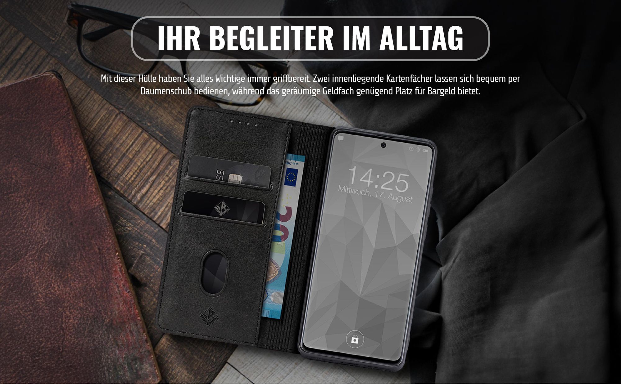 Edle Schutzhülle für Samsung Galaxy S23 mit Kartenfächern und Geldfach