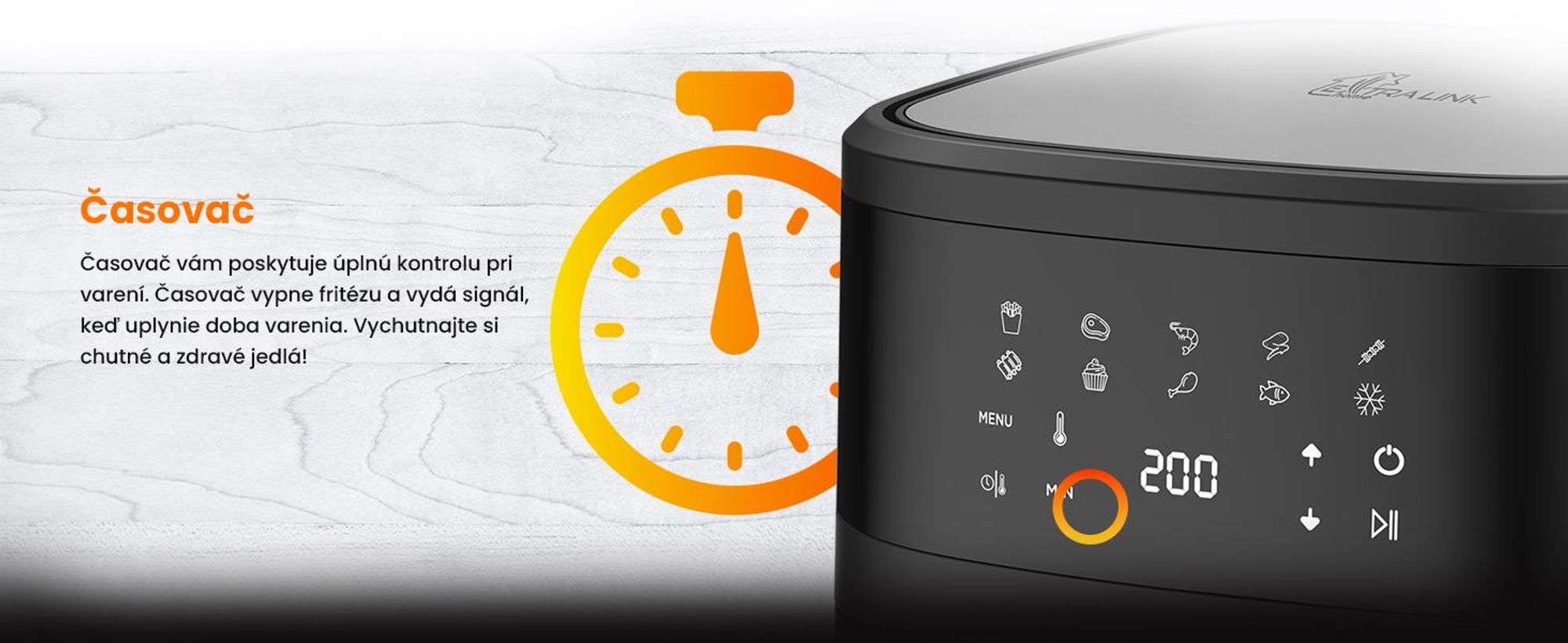 Extralink Air Fryer 6,5 l teplovzdušná fritéza 1800 W s priehľadným okienkom a LED dotykovým displejom