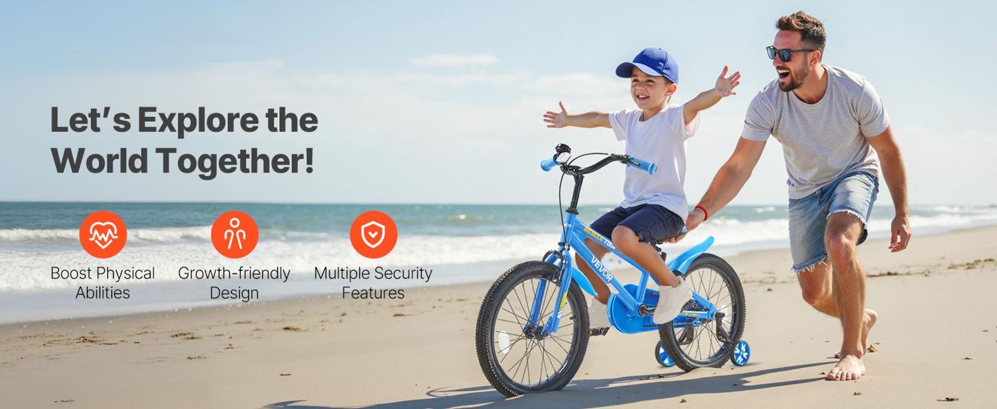 VEVOR Kinderfahrrad, 18 Zoll BMX-Stil-Fahrrad mit Stützrädern, empfohlene Kindergröße 110-140 cm, robust & einfach zu montieren, Kleinkinderfahrrad für Jungen & Mädchen zum Fahrradlernen, blau