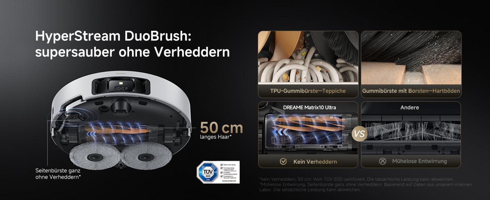 Dreame Matrix 10 Ultra Roboter Staubsauger und Bodenwischer,30kPa,Mehrfach-Moppschaltung,KI-Hindernisvermeidung,Anti-Tangle,100℃ Selbstreinigung,Weiß